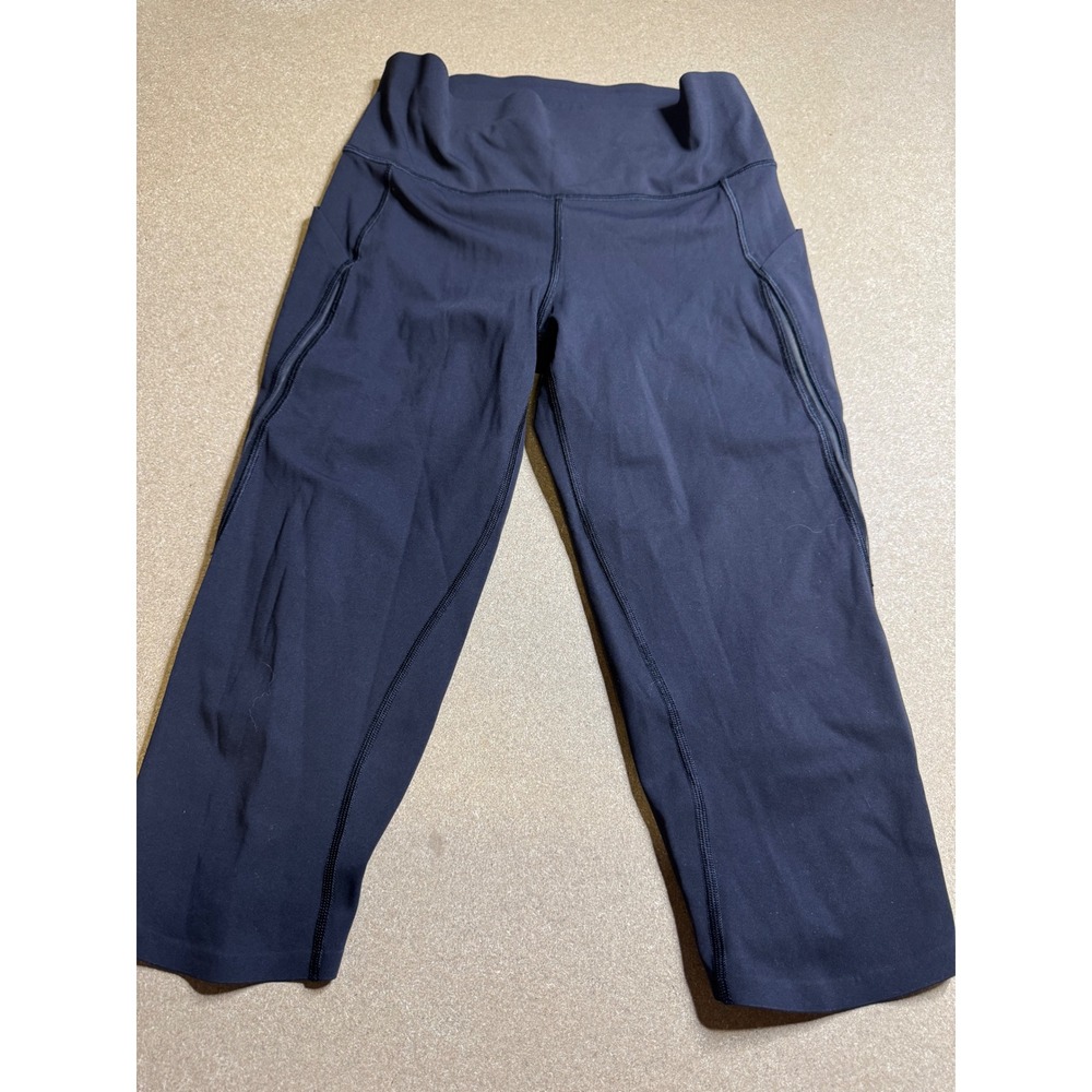 Lululemon All The Right Places Crop II Black Leggings Mesh Pockets Size 8 2018 - Picture 8 of 8